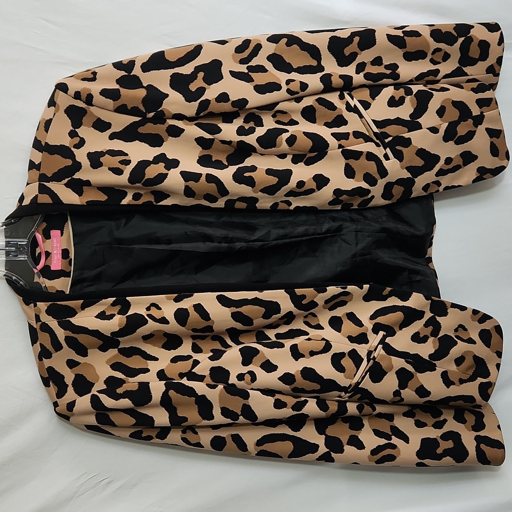 Isaac Mizrahi Leopard Print Blazer With Hook Closure Size Small